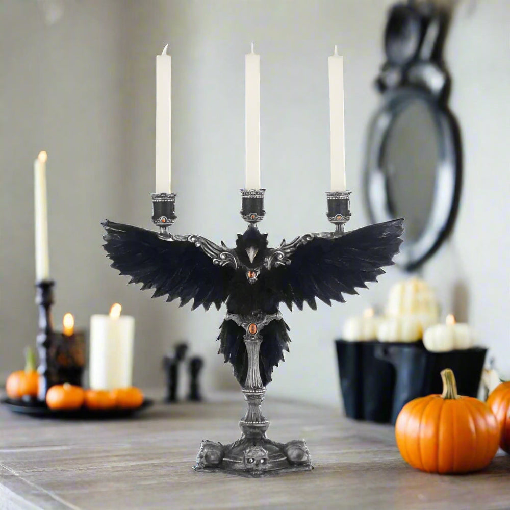 front+view+of+28-528618+Katheries+Collection+Macabre+Crow+Candelabra+The+Macabre+Halloween+Decor+Collection+2025