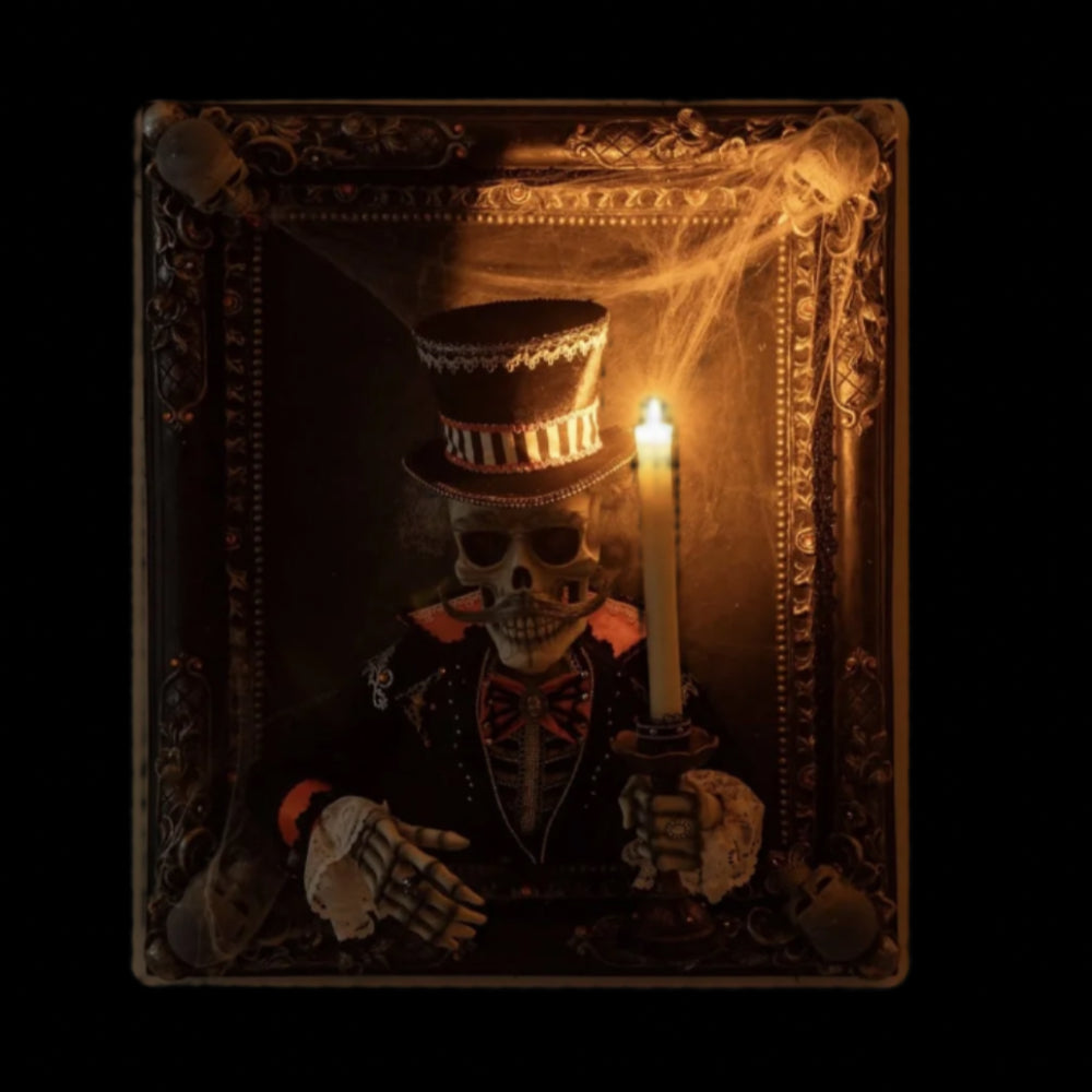 lit+for+night+view+of+28-528665+Katherines+Collection+Great+Grandpa+Macabre+Wall+Piece+with+Candle+810187070402+A+Macabre+Family+Halloween+Decor+Collection
