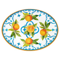 Le Cadeaux Valencia tangerine 286VAL decorative oval platter on a white background, upc: 810056676636