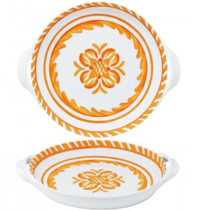 387SCO+le+cadeaux+Sicily+Orange+Small+Shallow+Handled+Bowl+810056676681