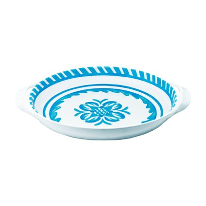 387SCT+le+cadeaux+Sicily+Teal+Small+Shallow+Handled+Bowl+810056676698
