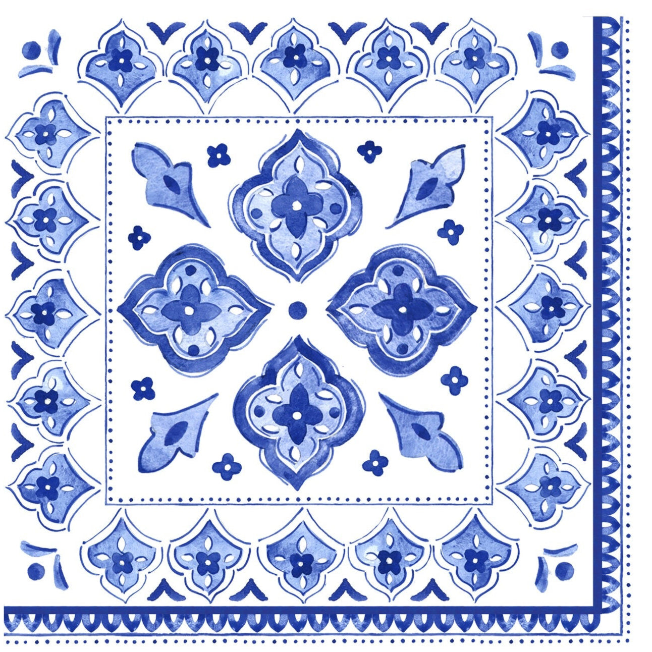 810056672515+Le+Cadeaux+Moroccan+Blue+256MRCB+cocktail+napkin+and+mini+cheese+knife+gift+set