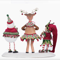 Close-up of Alfie, Deerdra, and Snowy Christmas Carolers faces with hand-painted expressions, SKU 28-428351, GTIN 810074128360