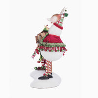 Side angle of Alfie, Deerdra, and Snowy Christmas Carolers hand-painted tabletop décor, SKU 28-428351, GTIN 810074128360.