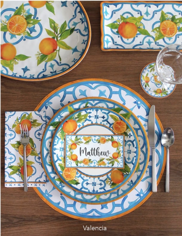CC-262VAL+Le+Cadeaux+Valencia+Tangerine+Decorative+Table+Accent+Place+Cards
