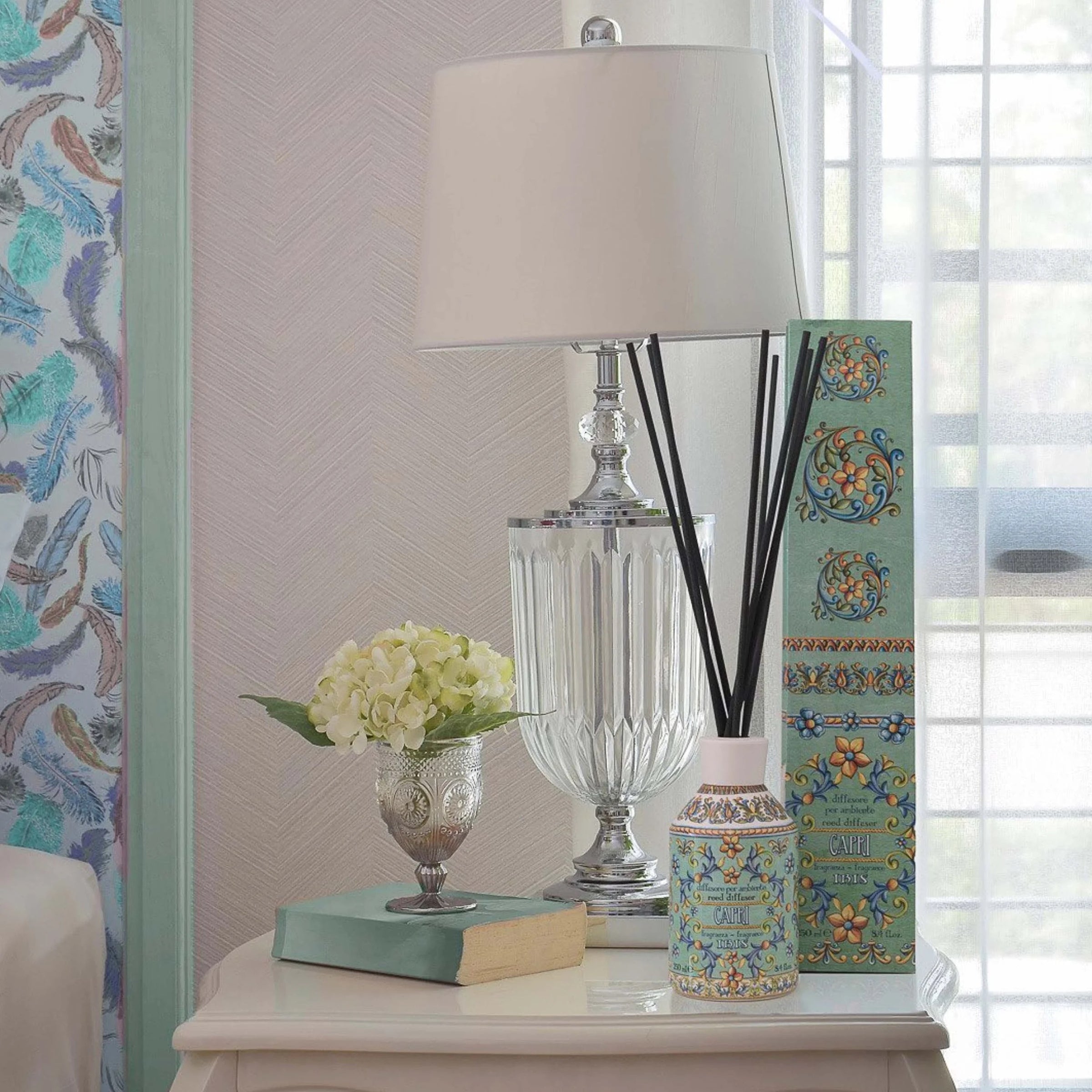 Luxury Italian reed diffuser with marine and citrus notes, Capri collection by Rudy Profumi, GTIN 8008860034113.