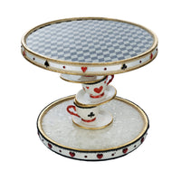 Hand-painted details on Katherine’s Collection Topsy Turvy Teacup Cake Plate