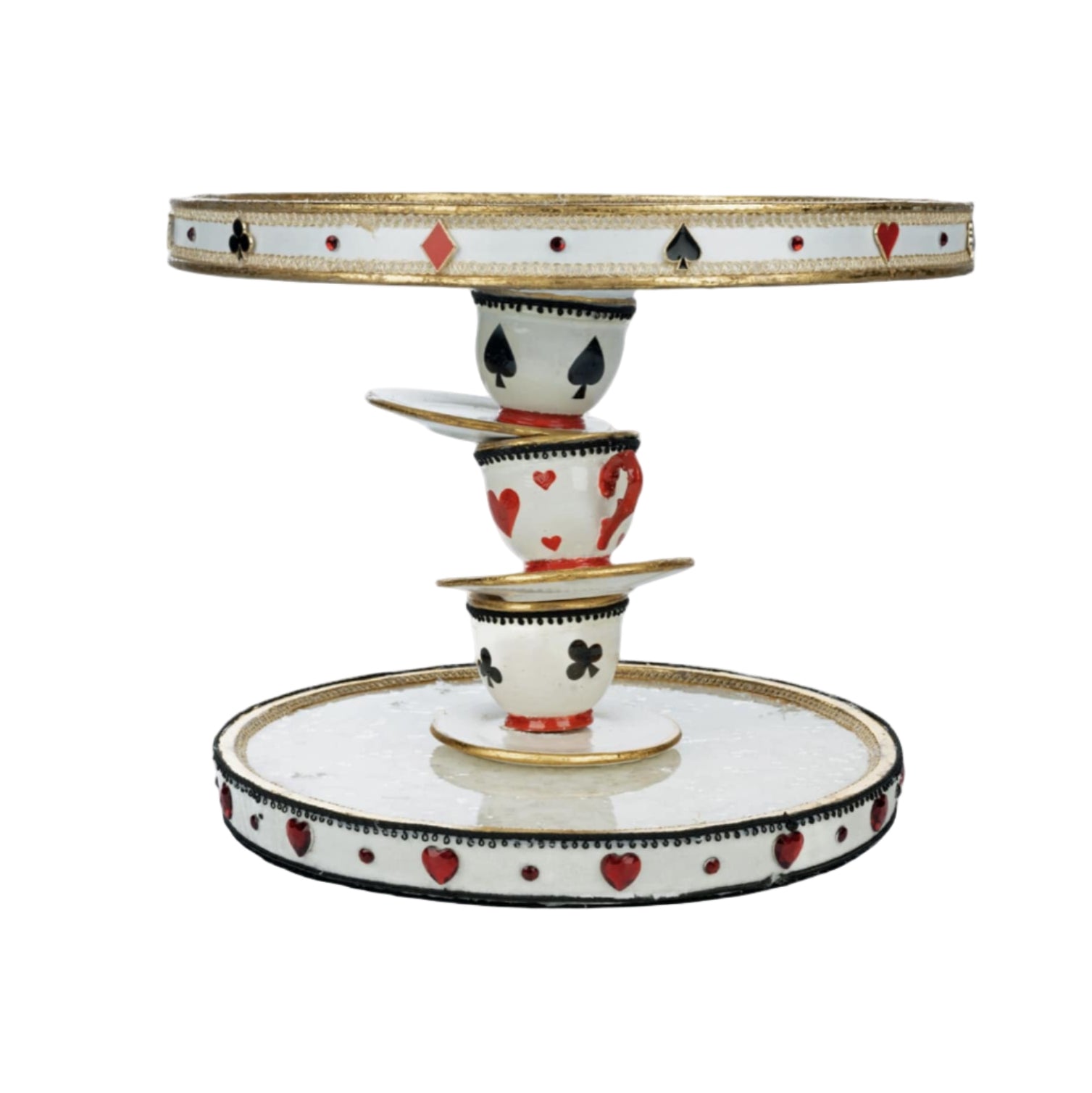 Top view of Katherine’s Collection Topsy Turvy Teacup Cake Plate showing detailed design