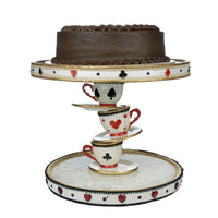 Katherine’s Collection Topsy Turvy Teacup Cake Plate from Hearts and Wonderland Collection – SKU 28-428117 GTIN 810074126816