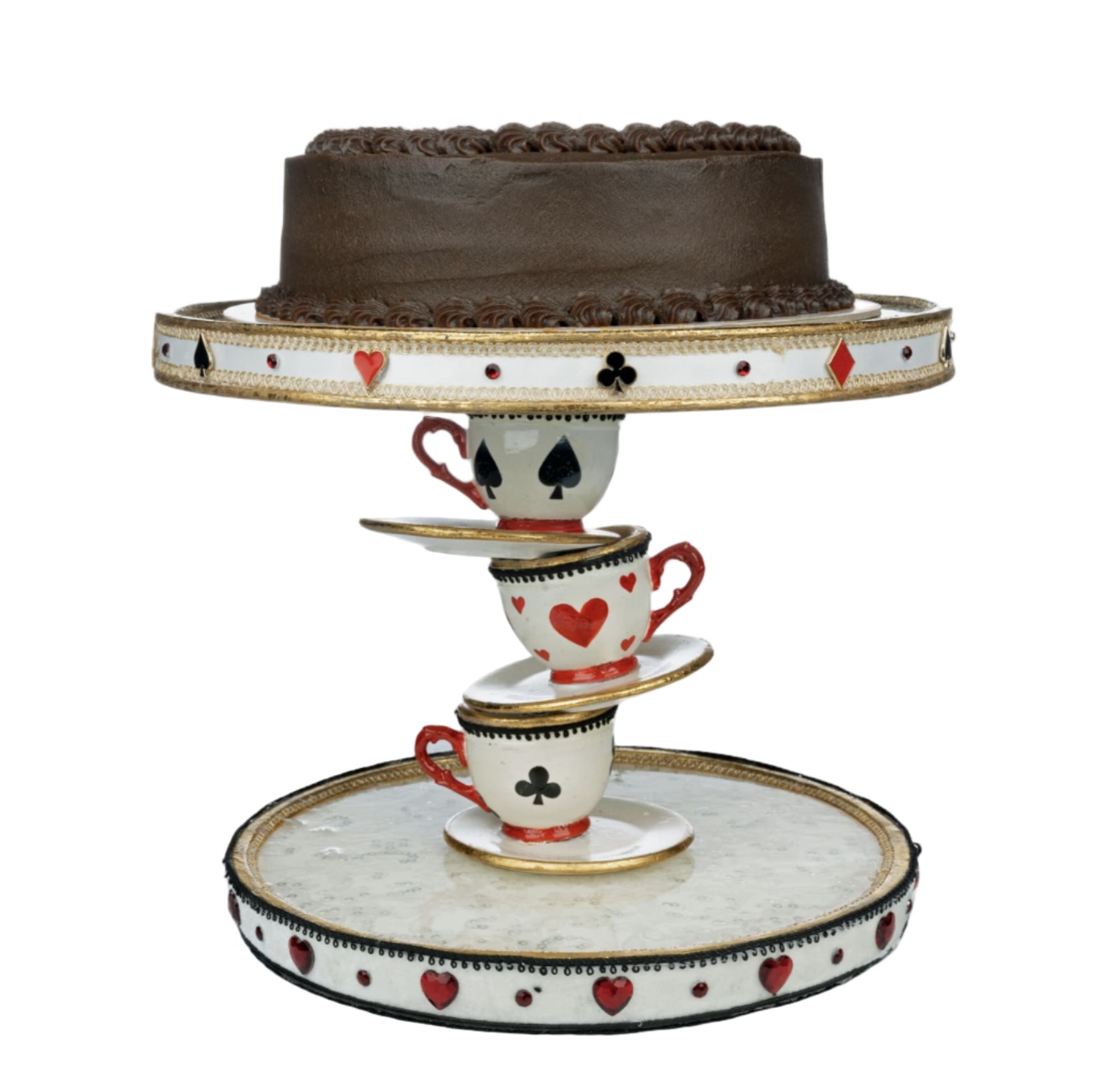 Katherine’s Collection Topsy Turvy Teacup Cake Plate from Hearts and Wonderland Collection – SKU 28-428117 GTIN 810074126816