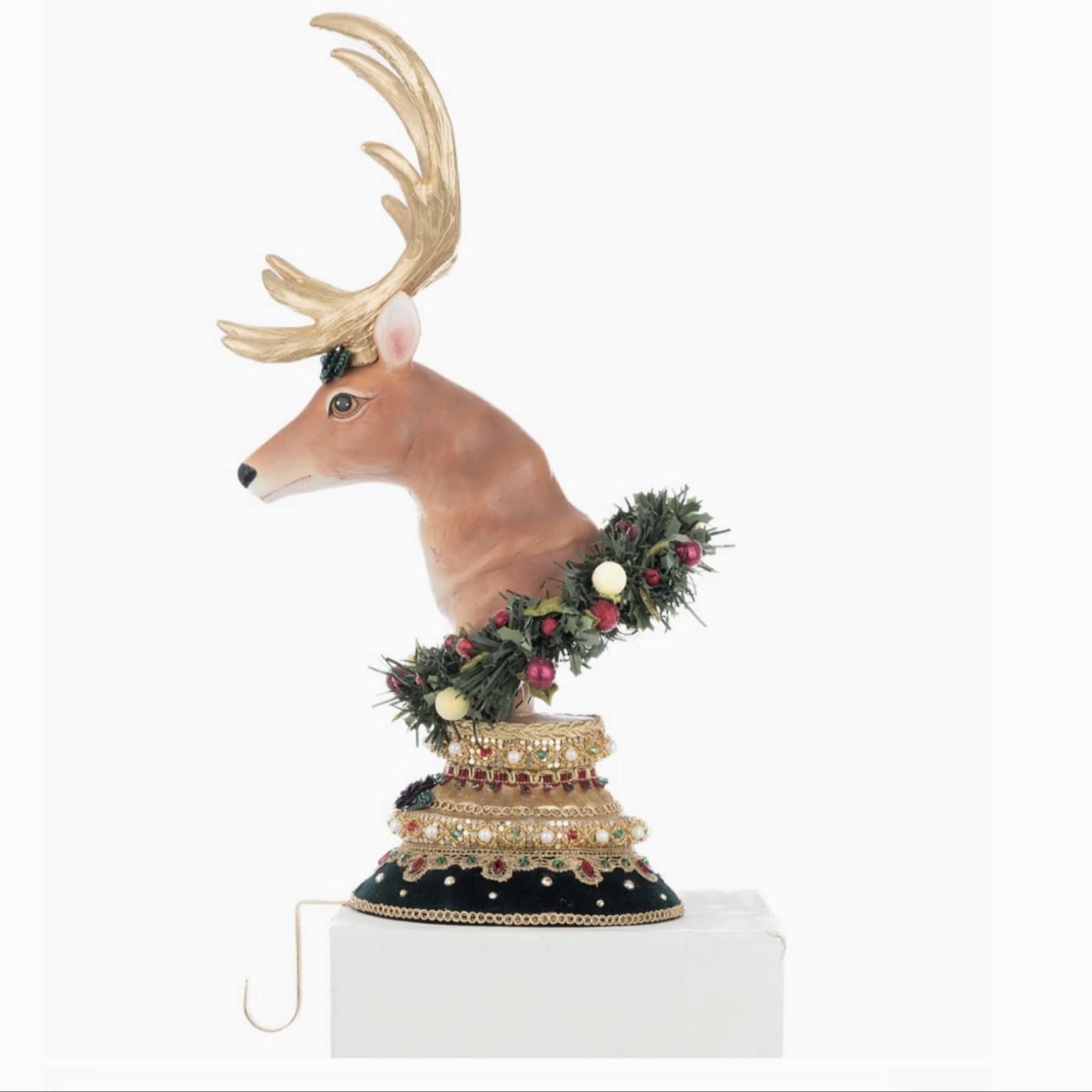 left+side+view+of+Katherines+Collection+Balsam+and+Berry+Christmas+Reindeer+Deer+Stocking+Holder+28-528794+SKU:+28-528794+GTIN:+810187071218