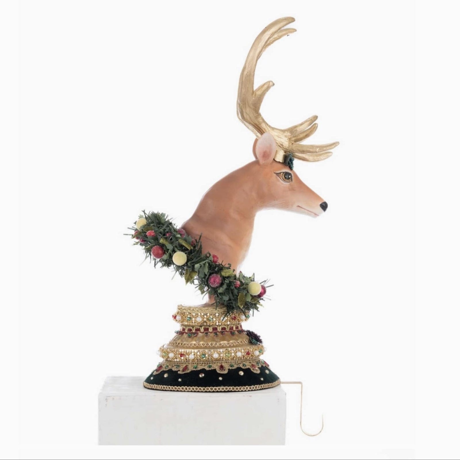 right+side+view+of+Katherines+Collection+Balsam+and+Berry+Christmas+Reindeer+Deer+Stocking+Holder+28-528794+SKU:+28-528794+GTIN:+810187071218