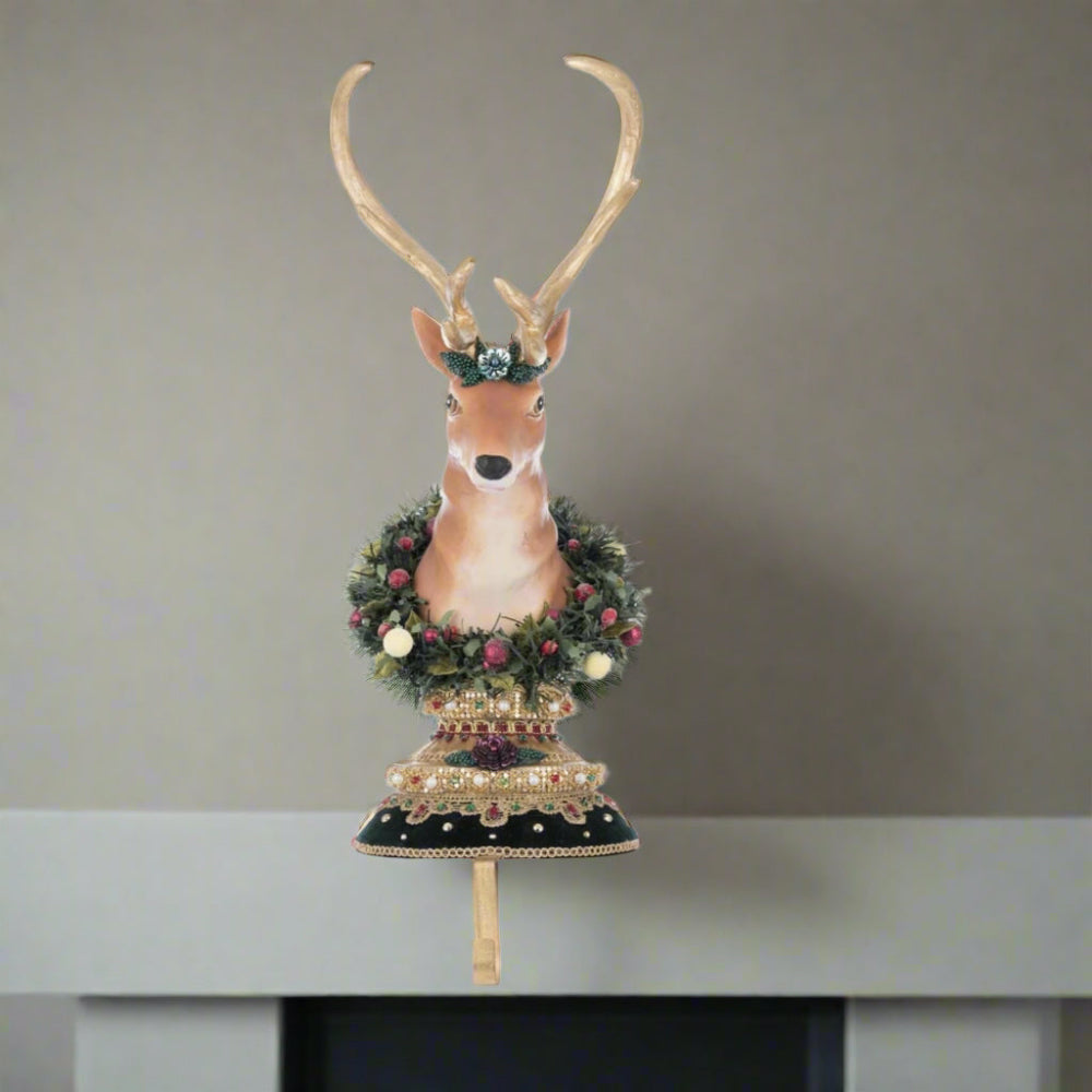 view+b+Katherines+Collection+Balsam+and+Berry+Christmas+Reindeer+Deer+Stocking+Holder+28-528794+SKU:+28-528794+GTIN:+810187071218