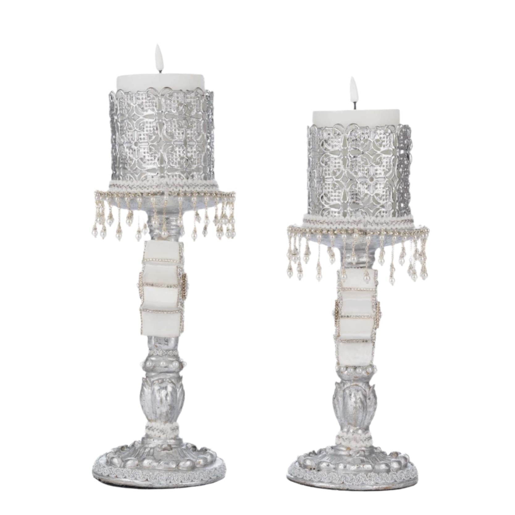 Katherines+Collection+candle+sticks+silver+Christmas+candle+holders+holiday+décor+2025+limited+edition+Christmas+decor+Bells+of+Brilliance+collection+elegant+silver+candlesticks+handcrafted+Christmas+candle+holders
