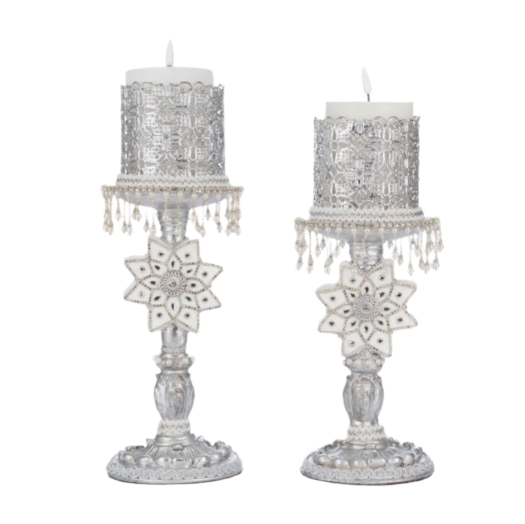 Silver Bells of Brilliance Candle Stick Holders 28-528774S