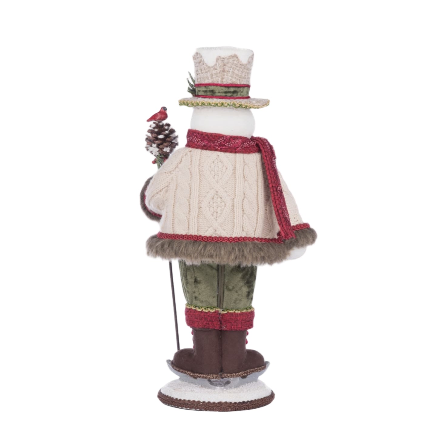 Back view of Frosty Snowfield Snowman styled in North Country Christmas display, SKU 28-428271, GTIN 810074127844