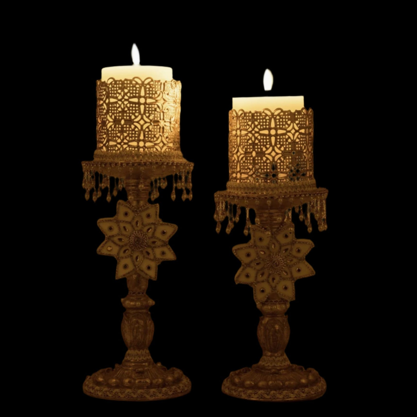 lit+for+night+Katherines+Collection+Gold+Bells+of+Brilliance+Candlestick+holder+28-528774G+810187071034