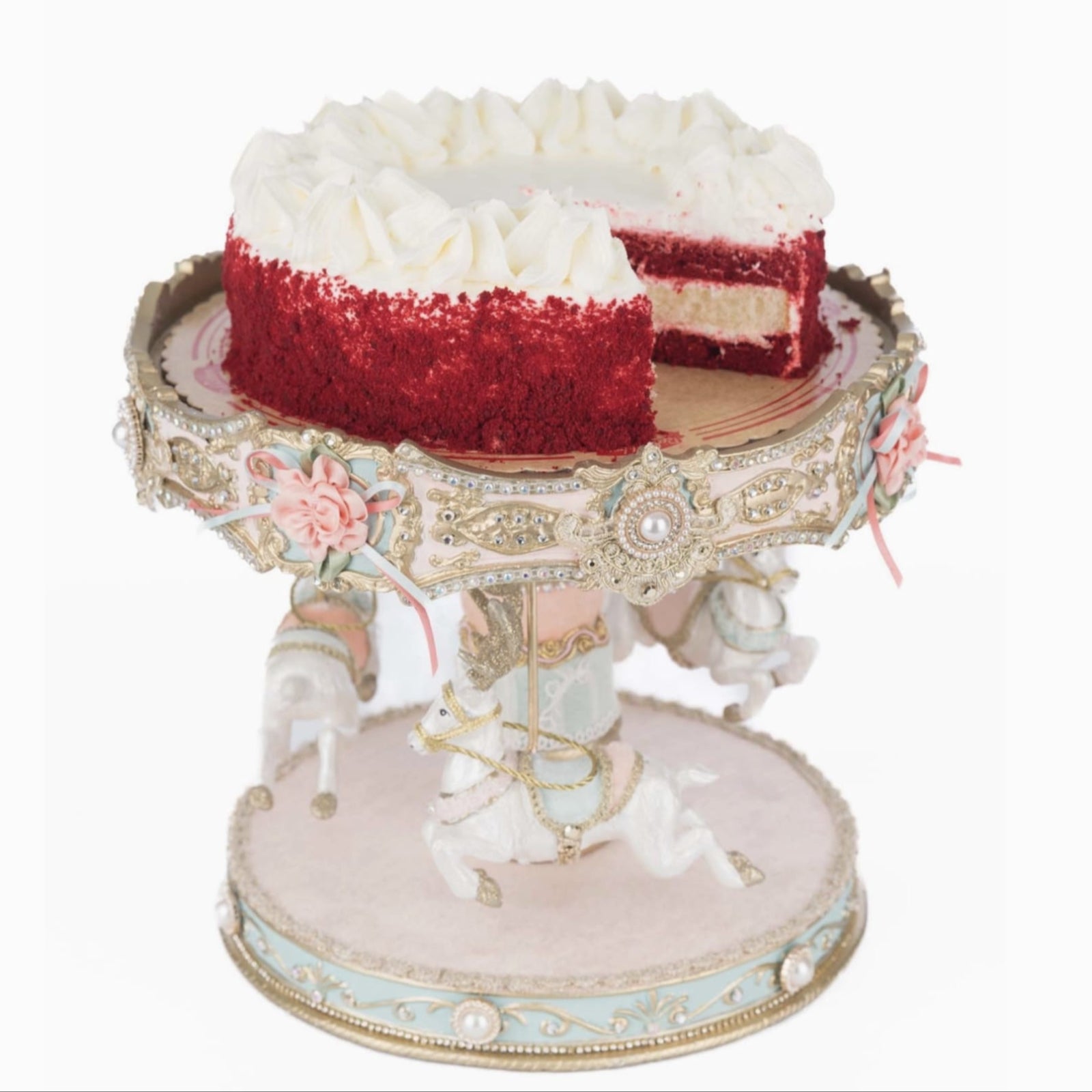 Katherines+Collection+Joyeux+Noel+Reindeer+Carousel+Cake+Dessert+Plate+28-528851