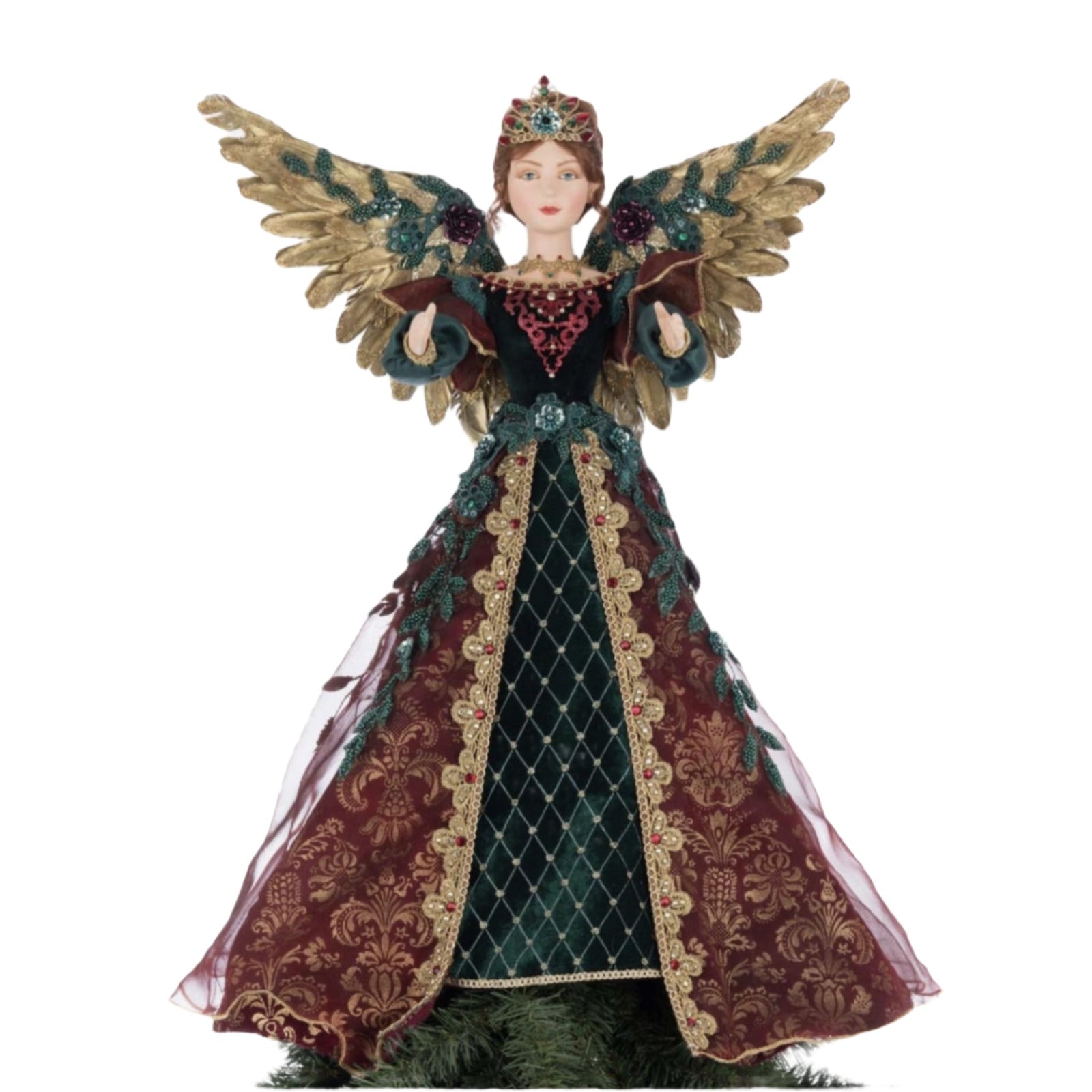 view+from+top+of+Christmas+tree+Katherines+Collection+Scarlett+the+Angel+Tree+Topper+Balsam+and+Berry+SKU:+28-528780+GTIN:+810187071089