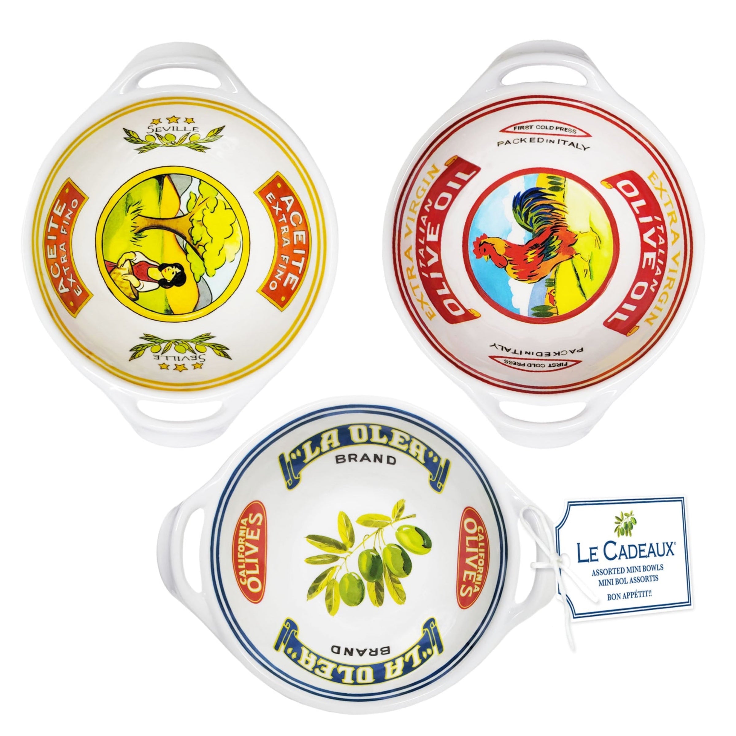 Le+Cadeaux+096VO+Vintage+Olive+Mini+Handled+Bowls+Gift+Set