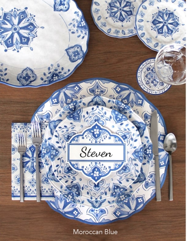 Le+Cadeaux+CC-262MRCB+Moroccan+Blue+Table+Accent+Place+Cards+FRONT+810056676001