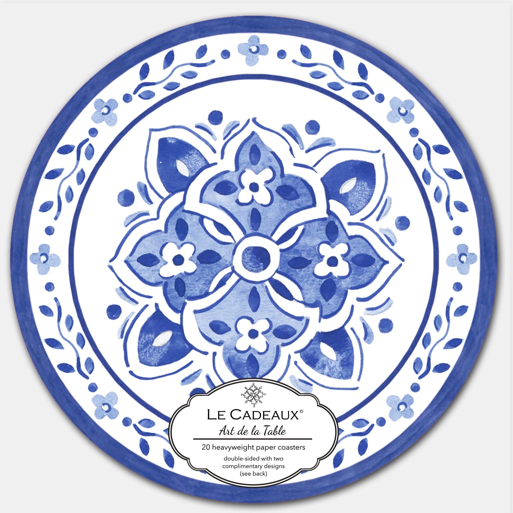 Le+Cadeaux+CC-CSMRCB+Moroccan+Blue+Coasters+Both+Sides