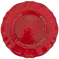 Le Cadeaux Garnet Dinner Plates Set 117GAR GTIN 810266029895 – Glossy red melamine plates with scalloped edges