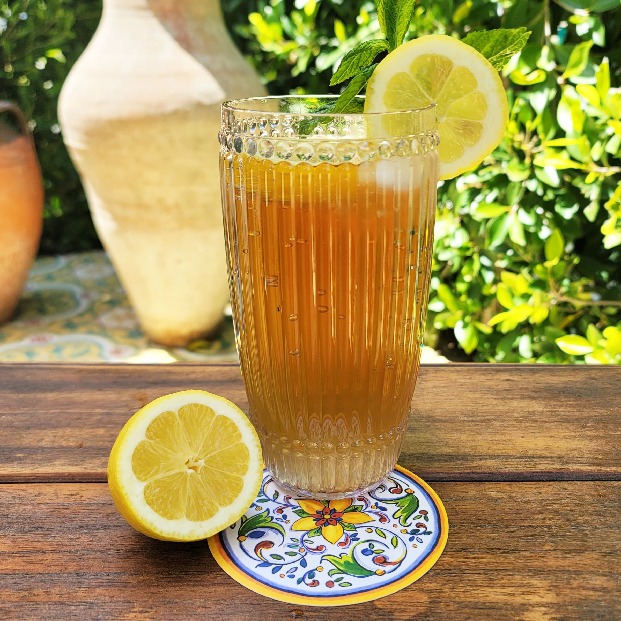 Le_Cadeaux_Milano_Clear_Tall_tumbler_512C_Capri_Coaster