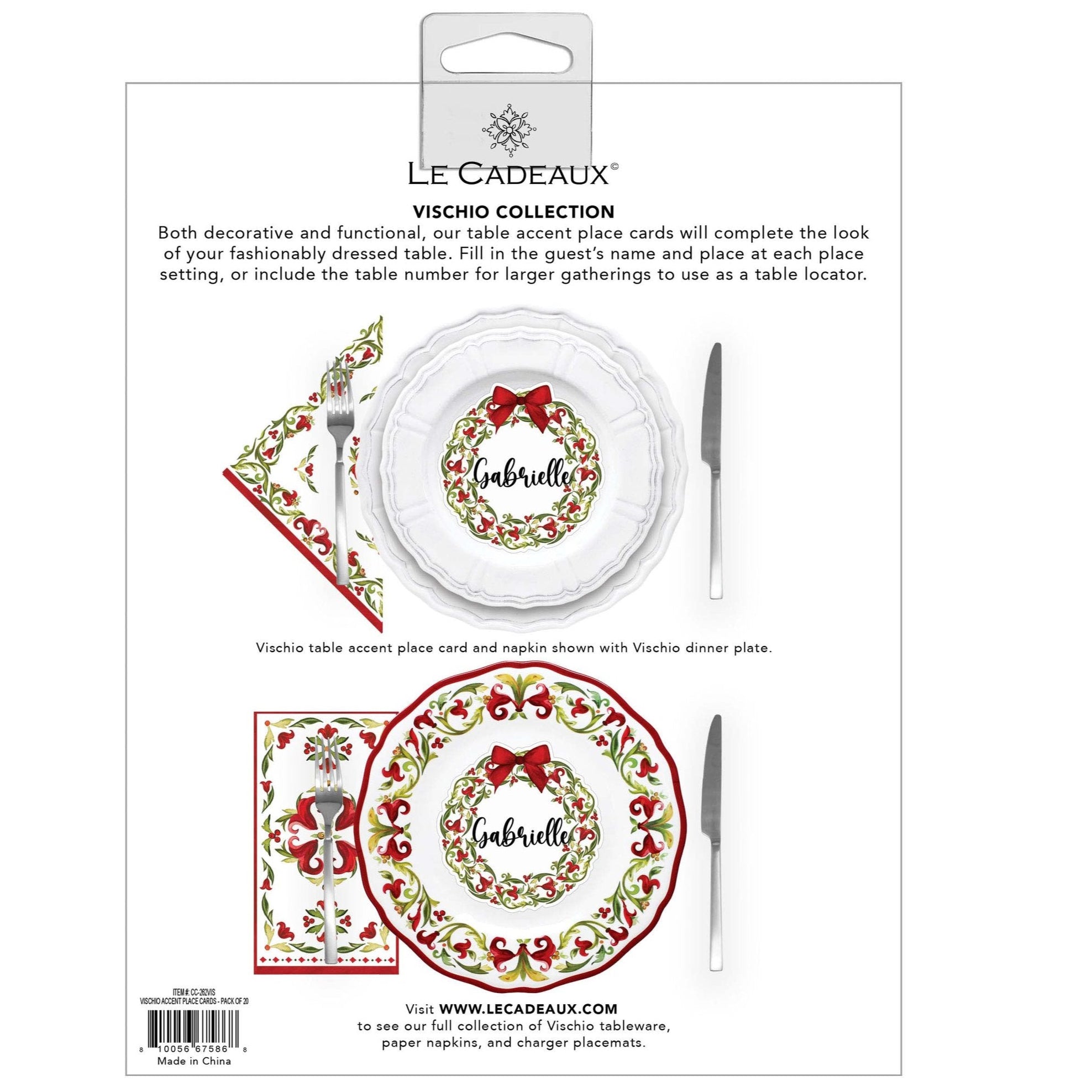 Le+Cadeaux+Vischio+Place+Cards+CC-262VIS+in+package+810056675868+back