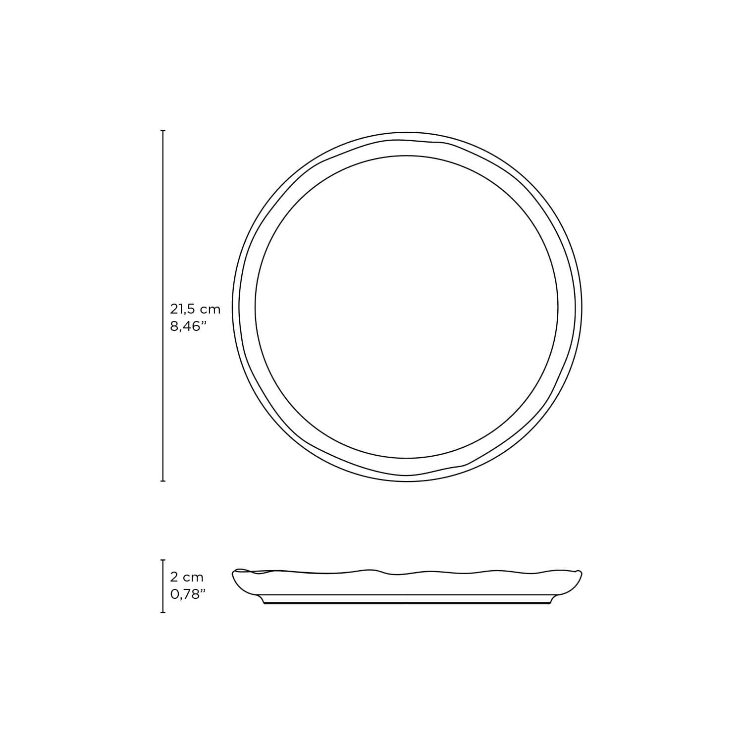 Linhas Bio Matte Black Salad / Dessert Plate Set
