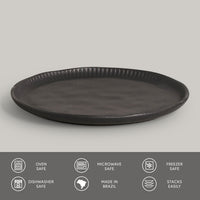 Linhas Bio Matte Black Salad / Dessert Plate Set