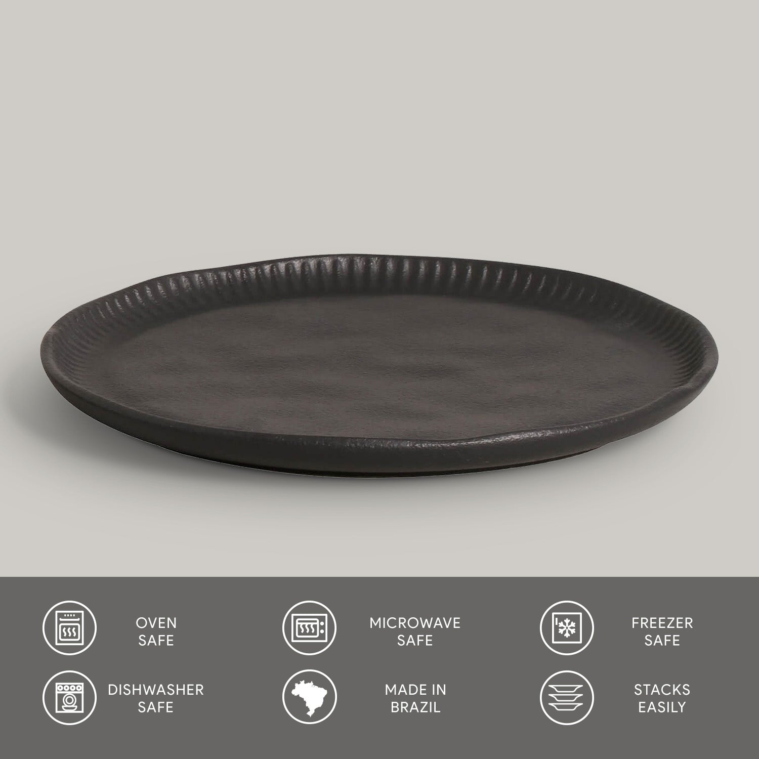 Linhas Bio Matte Black Salad / Dessert Plate Set