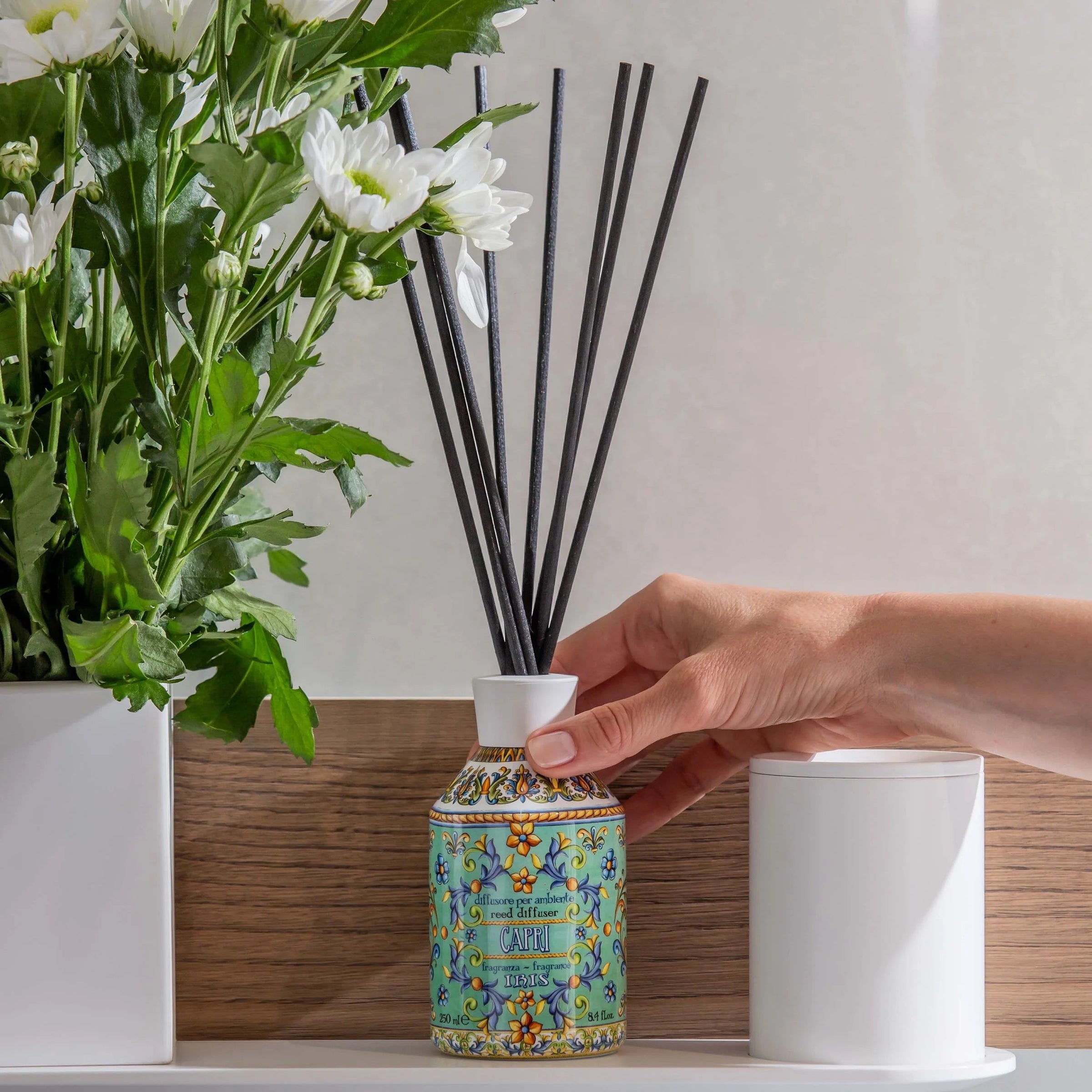 Eco-friendly Capri room diffuser in recyclable PET packaging, luxury Italian home fragrance, Rudy Profumi GTIN 8008860034113.