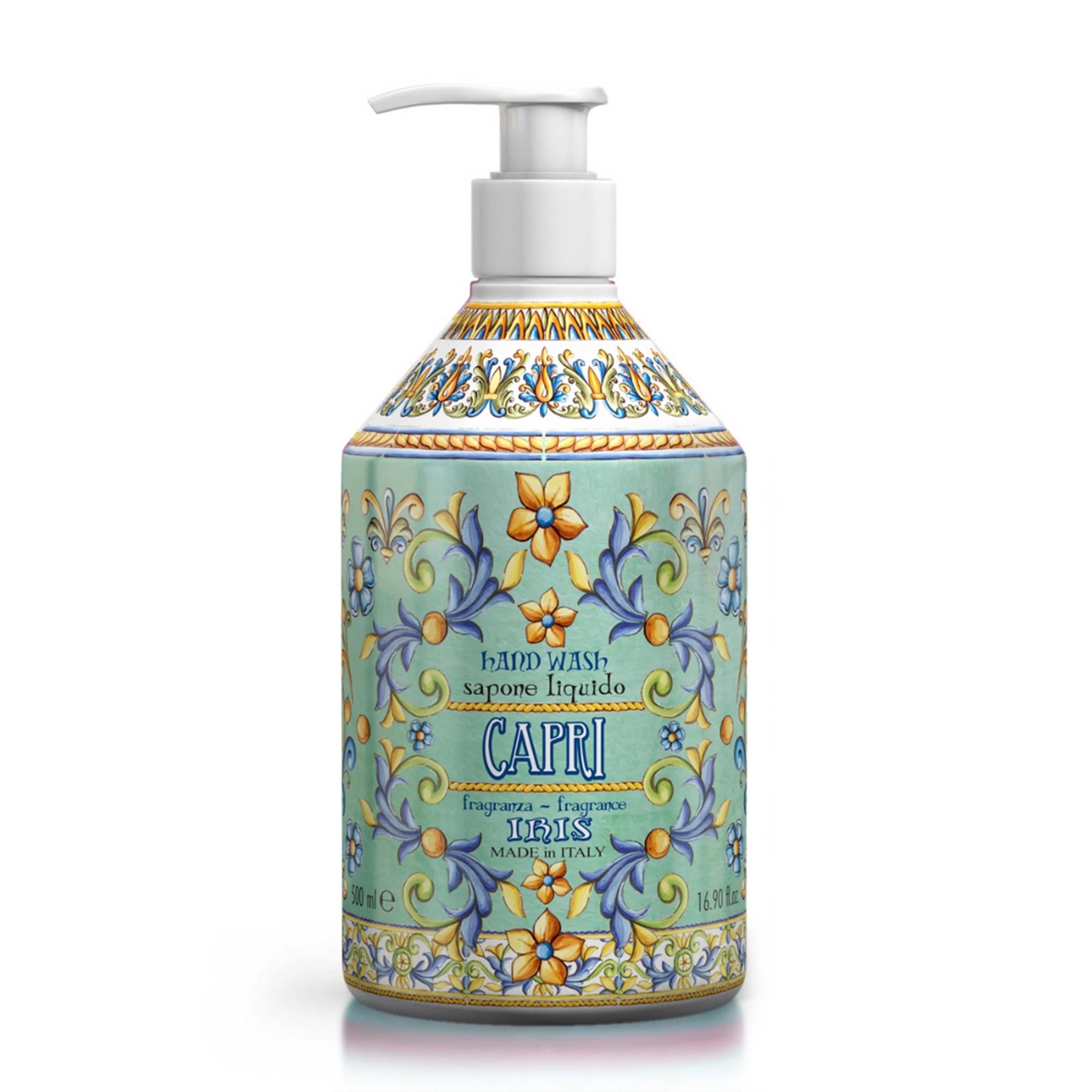 Elegant Rudy Profumi Capri Hand Soap featuring floral notes of iris, jasmine, and ylang ylang for a luxurious cleanse.