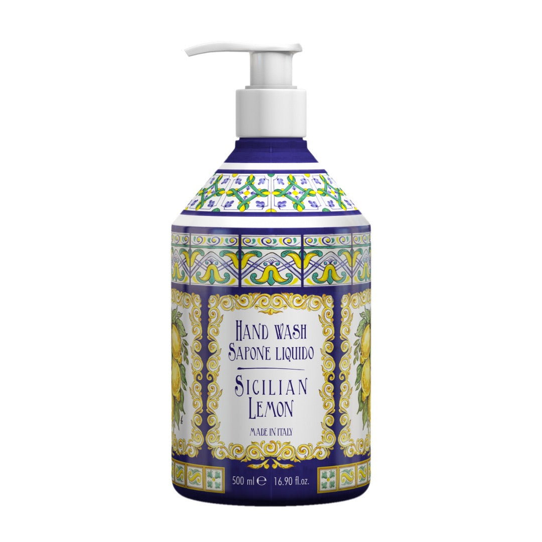 Italian Sicilian Lemon Hand Wash with aloe vera and almond oil, paraben-free and hydrating