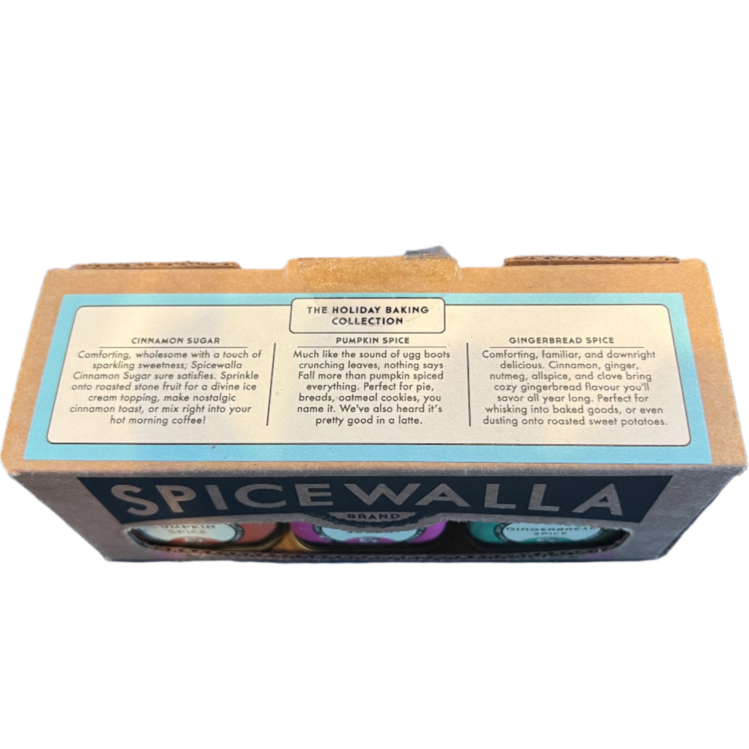 top+view+Spicewalla+brand+the+holiday+baking+collection+cinnamon+sugar+pumpkinspice+gingerbread+spice+superb+spices+and+seasonings