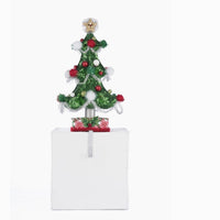 Front view of Whimsical Tree Stocking Holder with sequined tree, SKU 28-428355, GTIN 810074128377.