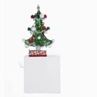Side angle of Whimsical Tree Stocking Holder featuring ornaments and garland, SKU 28-428355, GTIN 810074128377