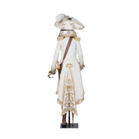 Back view of Captain Skully Swashbuckler life-size Halloween doll by Katherine’s Collection – ornate pirate costume and goldleaf peg leg