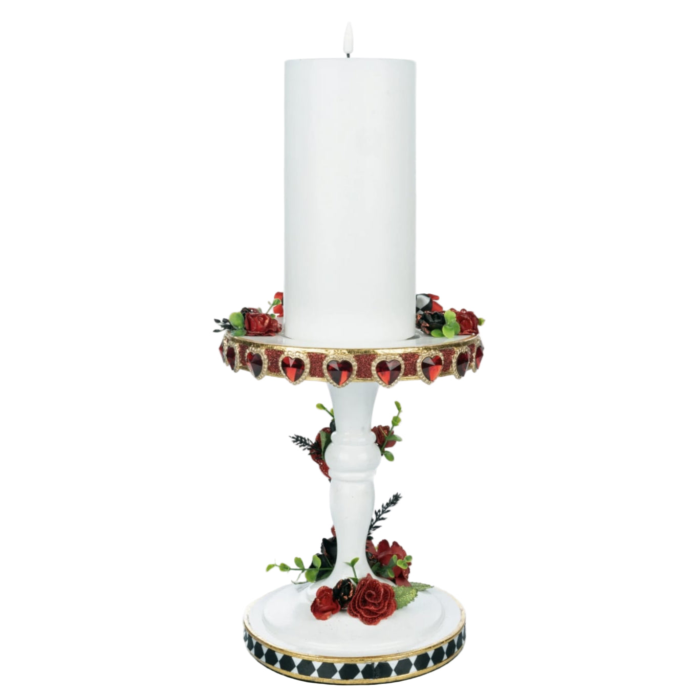 tiny Red Alice collectible candle holder with blond curls and red bow – Katherine’s Collection – SKU 28-428131 back view