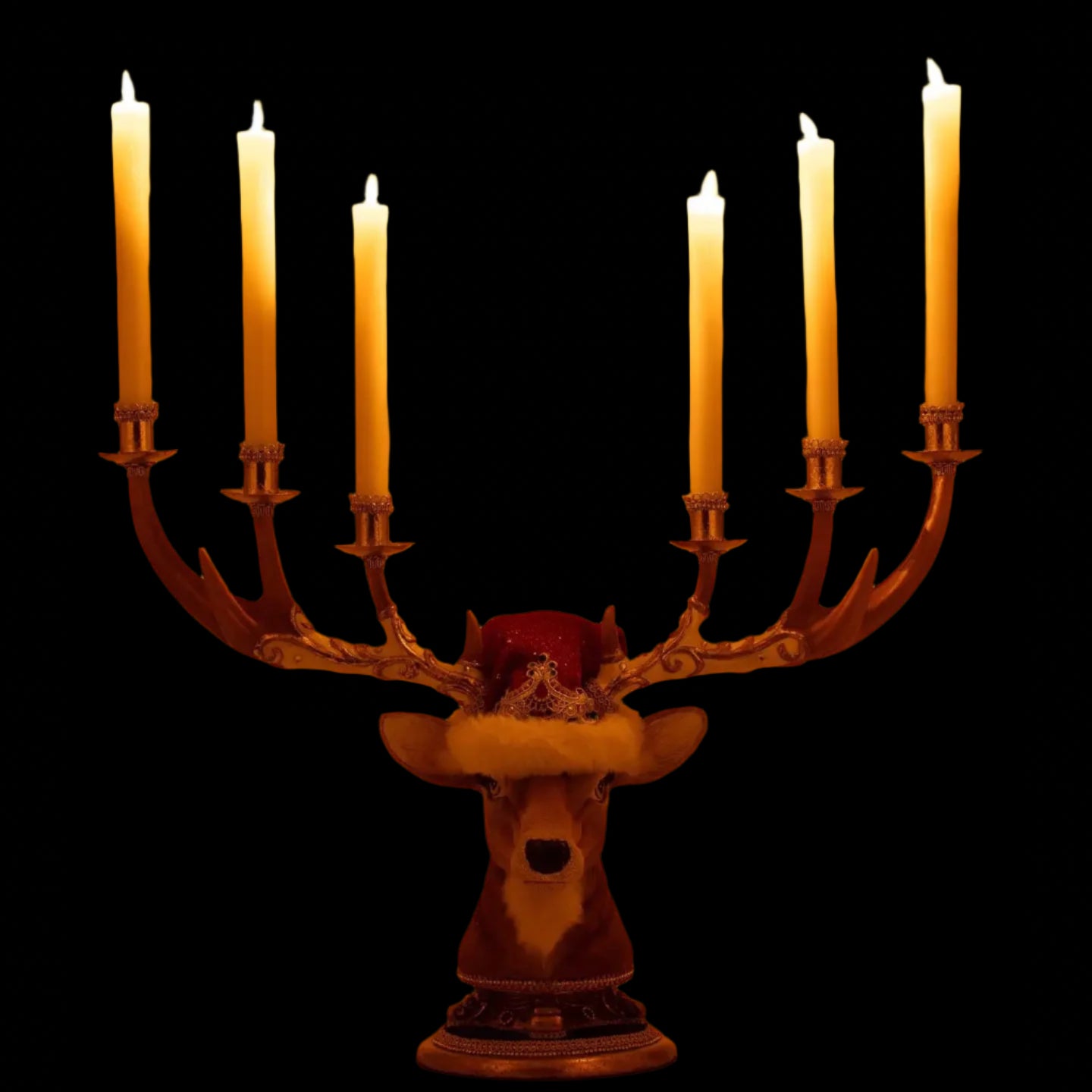 katherines-collection-deer-head-candelabra-royal-christmas-ball-6-candle-holder-2025-holiday-decor+lit+for+night