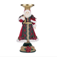 Front view of Katherine’s Collection Holiday Magic Santa Candlestick with toy bag