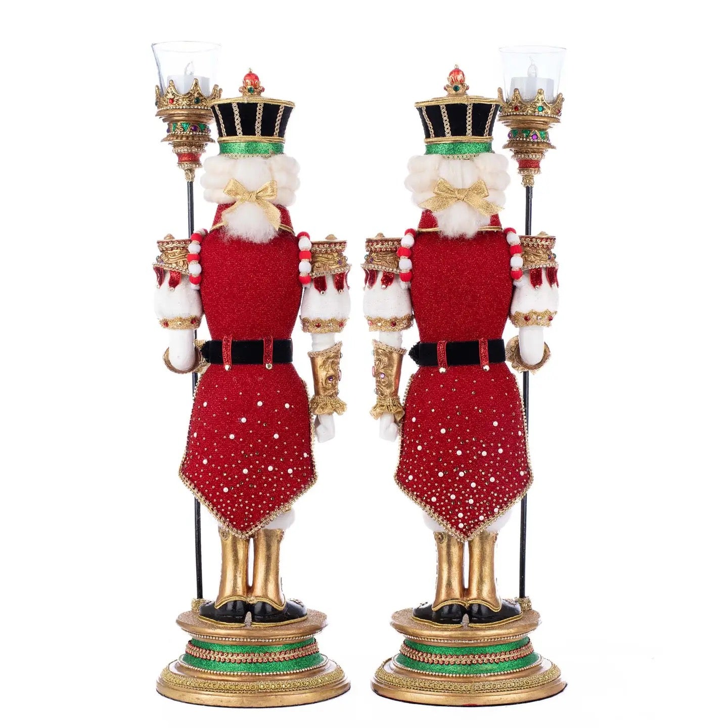 Holiday votive candle holders featuring red and green nutcracker soldiers, SKU 28-528805, GTIN 810187071294