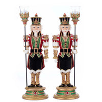 Katherine’s Collection Nutcracker Votive Set of 2 with red jackets and jeweled candle holders, SKU 28-528805, GTIN 810187071294