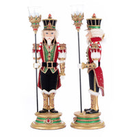 Elegant Christmas Ball Nutcracker votive holders with gold details and staffs, SKU 28-528805, GTIN 810187071294