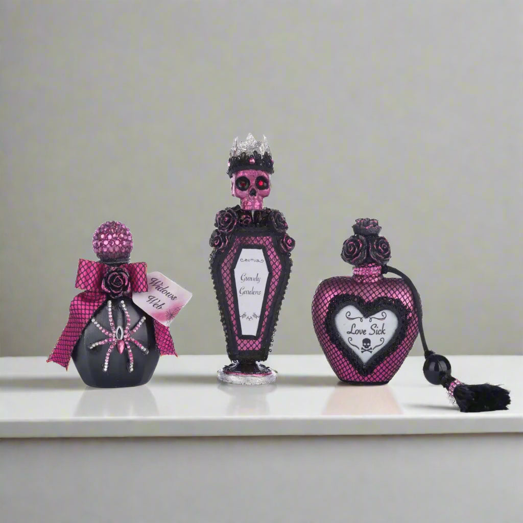 Katherine's Collection Pink Panic Possession potion bottles set of 3 – SKU 28-428147, GTIN 810074127035