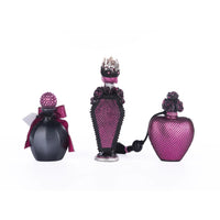 Hand-embellished pink and black potion bottles with roses and skulls – Katherine’s Collection Halloween decor
