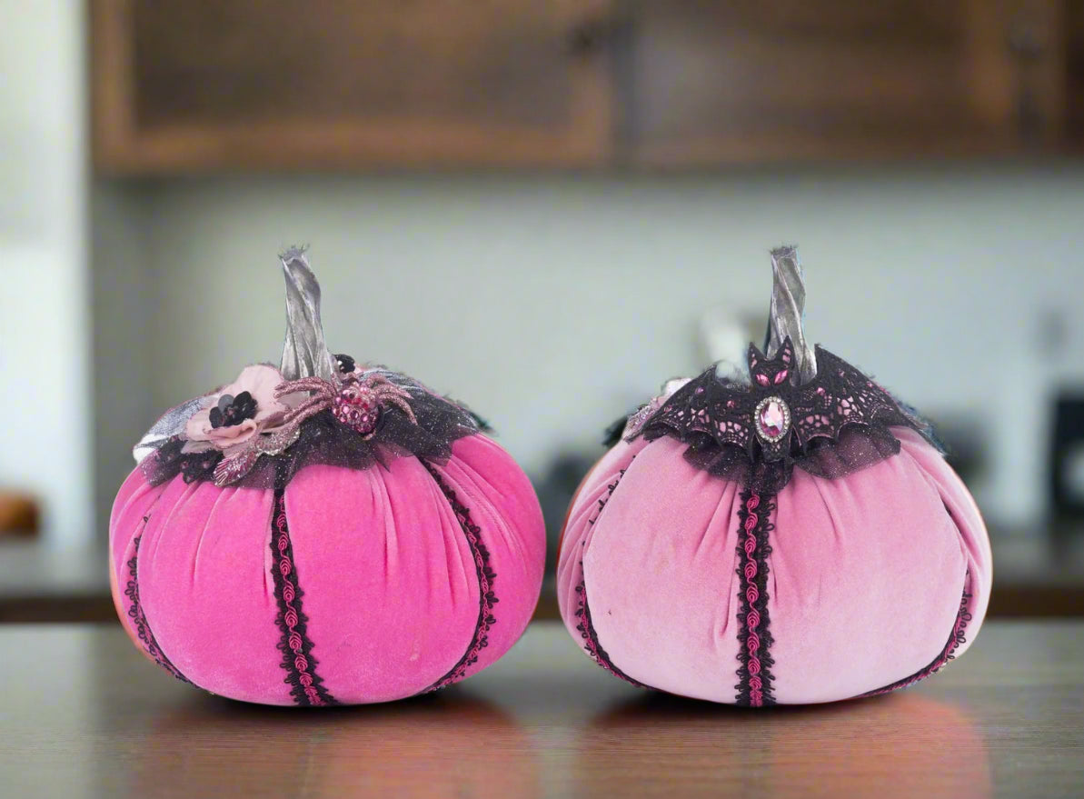 Katherine's Collection Pink Passion Stuffed Pumpkins Set – SKU 28-428152, GTIN 810074127080