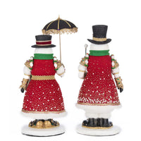 Close-up of Sir Frosty Banks with monocle and cane, and Dame Icy Banks with brocade-trimmed umbrella, SKU 28-528813, GTIN 810187071379