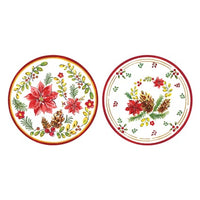 le-cadeaux-noelle-christmas-holiday-coasters-poinsetta-flower-pine-cone-greenery